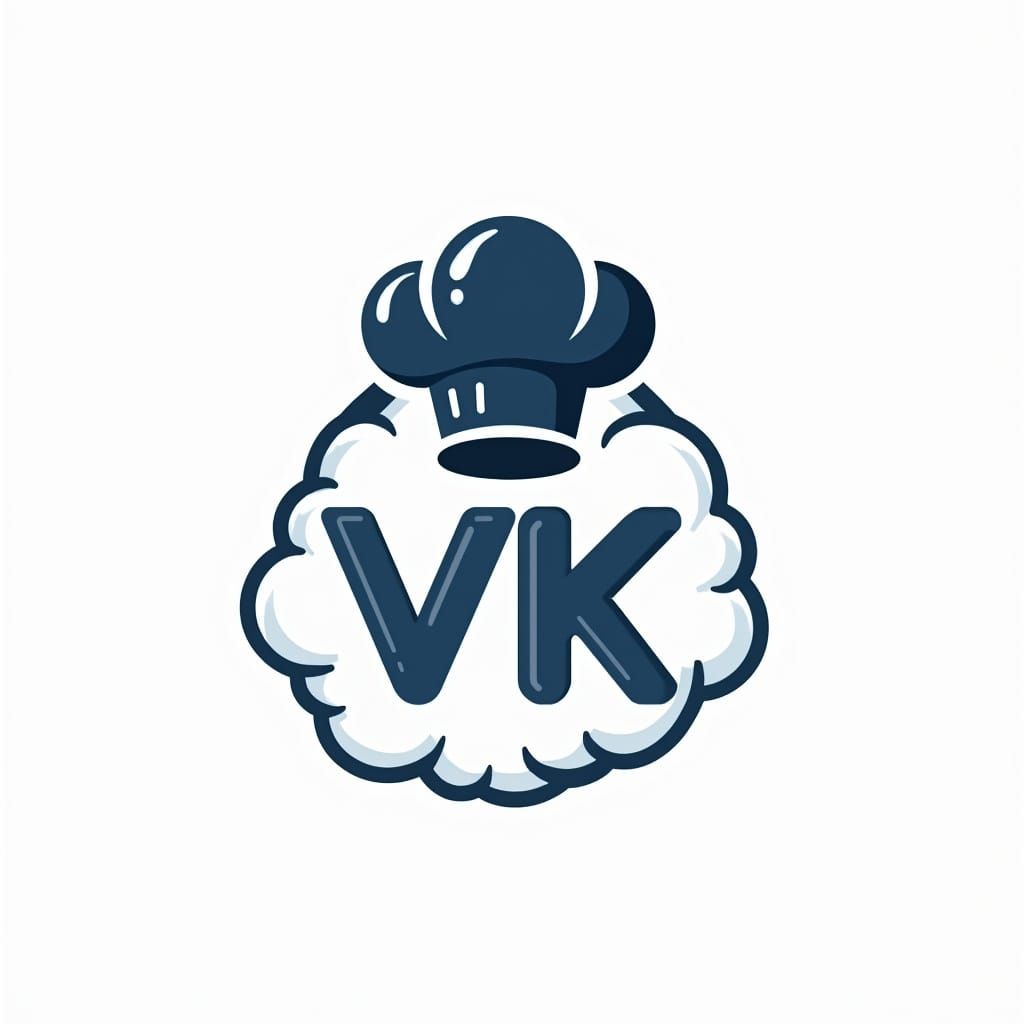 Futuristic Cloud Kitchen Emblem Logo in Navy and White