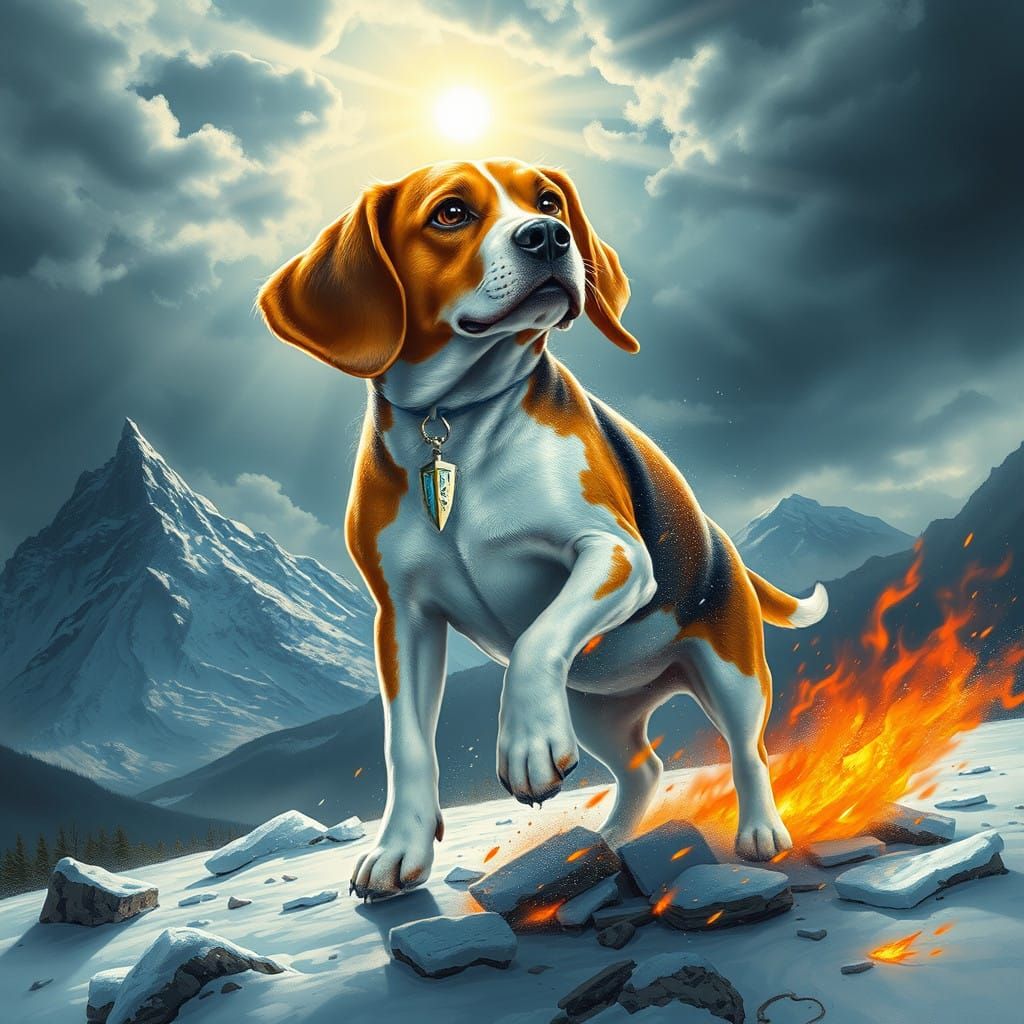 Beagle Hero in Fiery Ice Battle