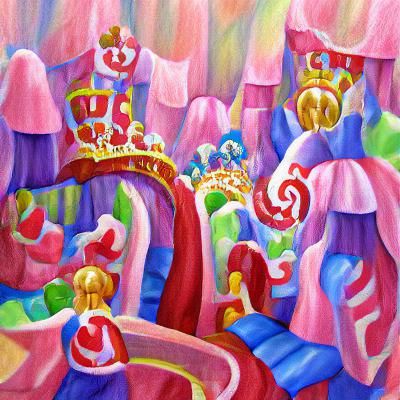Vibrant Royal Court in Candyland Wonderland