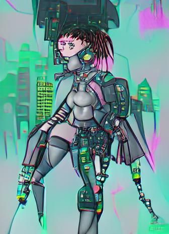 Cyberpunk Mecha Girl Digital Rendering