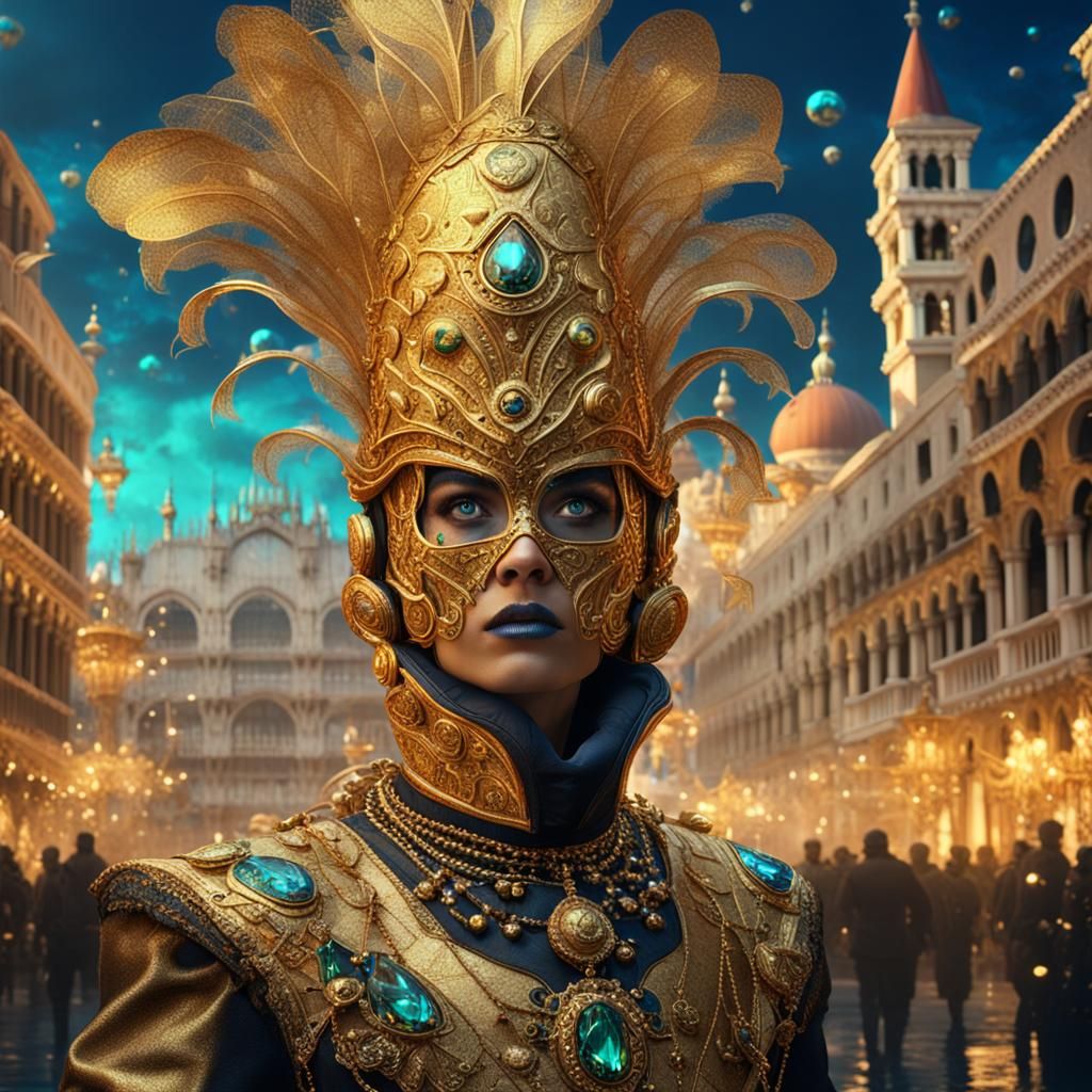 Futuristic Gold Jewelry at Venetian Carnival