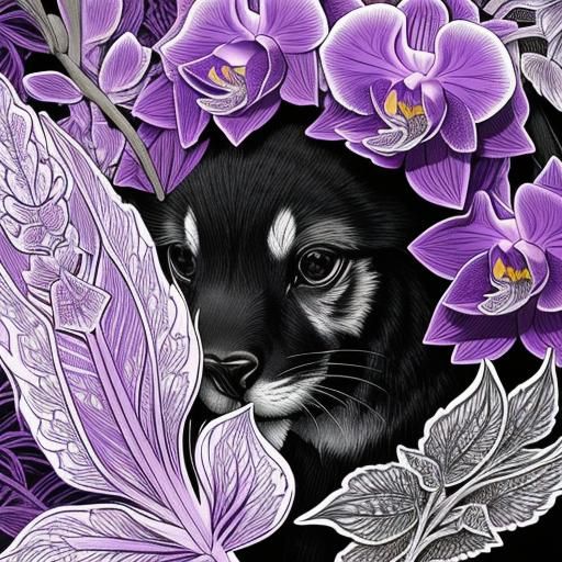 Vanda Sanderiana Orchid: Ink Line Botanical Art