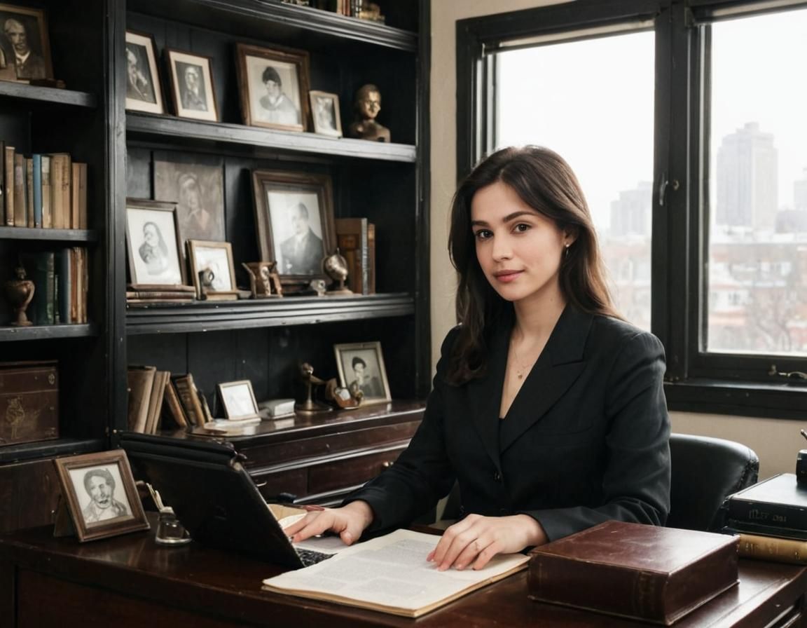 Cozy Home Office with Digital Art Wallpaper