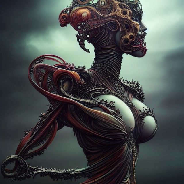 Hyperdetailed Super Villain Woman with Fractal Edges