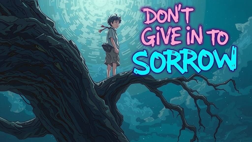 A Boy Stands Firm Against Turbulent Skies in Neon Blues and ...