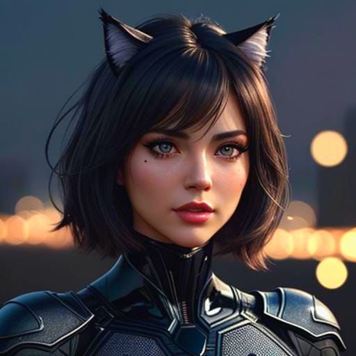 Photorealistic Cat Woman Portrait in Hyperrealism