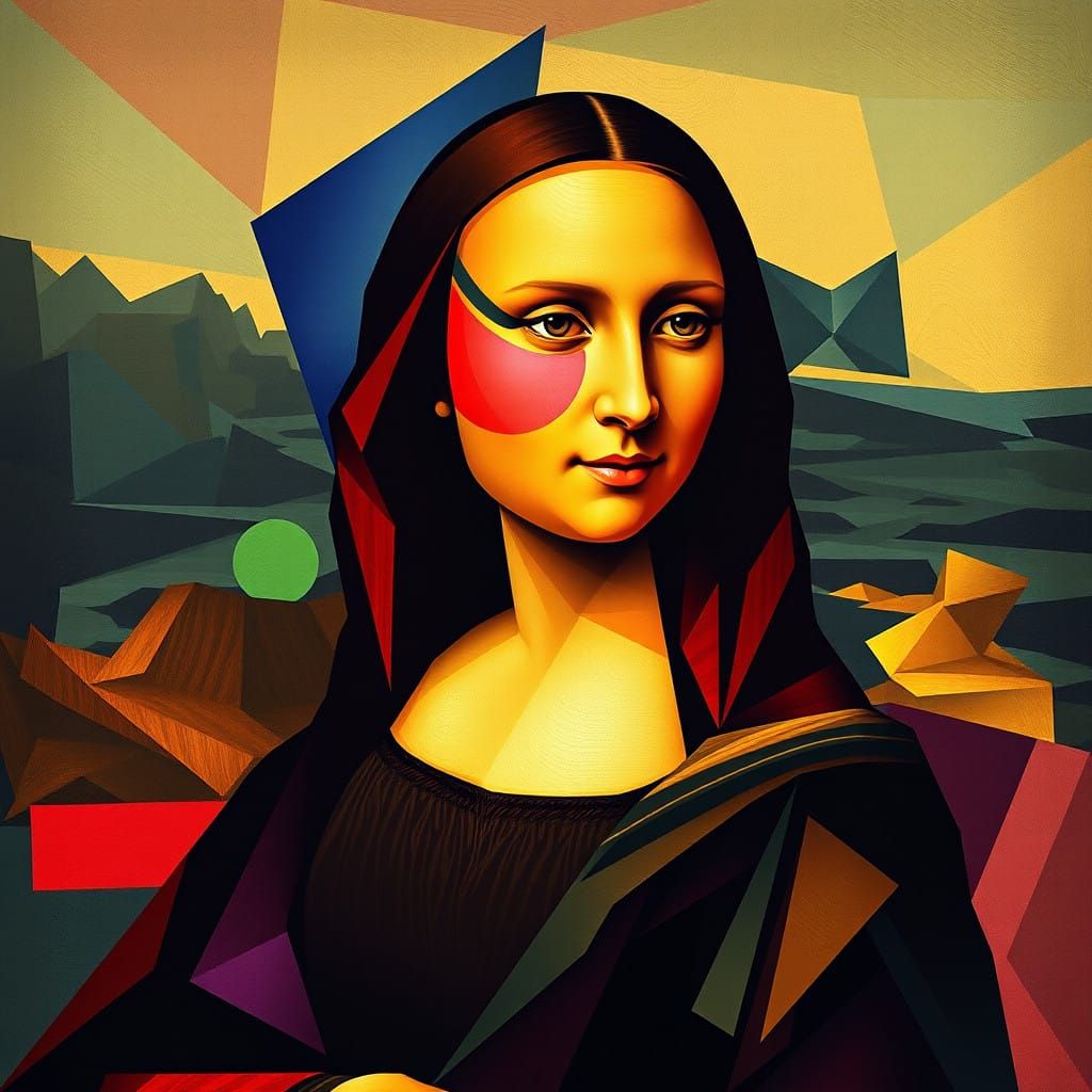 Cubist Mona in Futuristic Art Deco Style