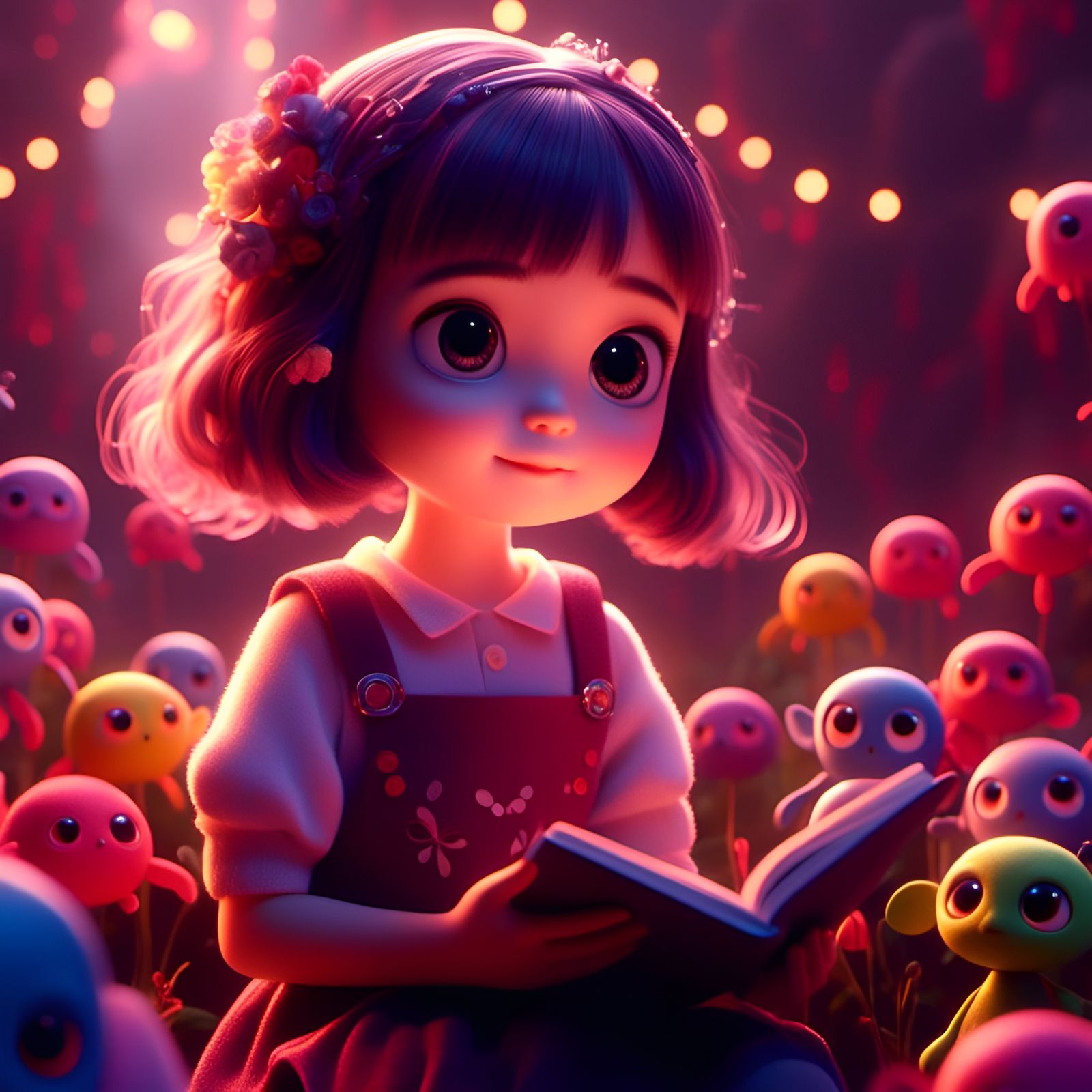 Adorable Portrait with Big Eyes in Fantasy Style