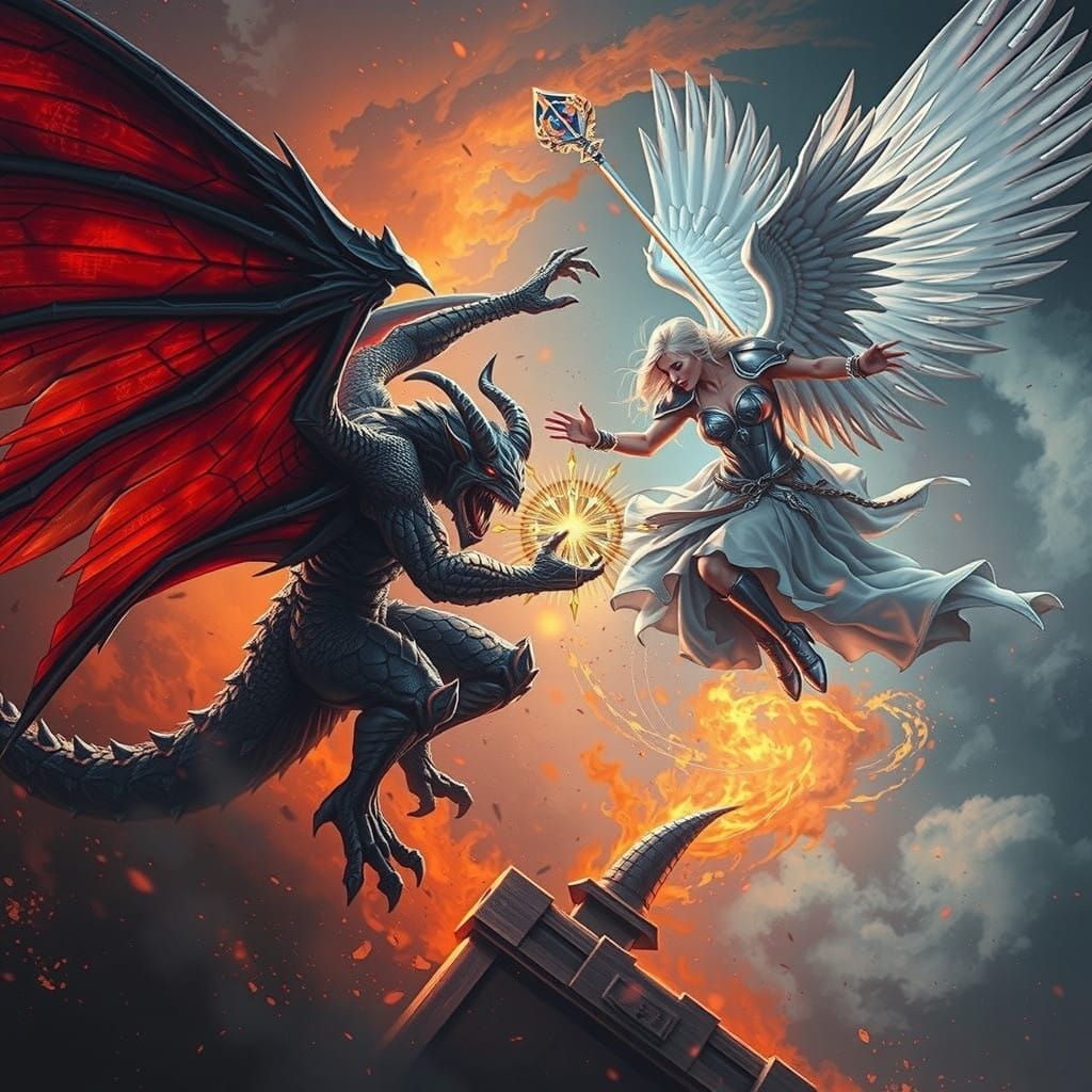 Surreal Clash of Light and Darkness in Gritty, High-Contrast...