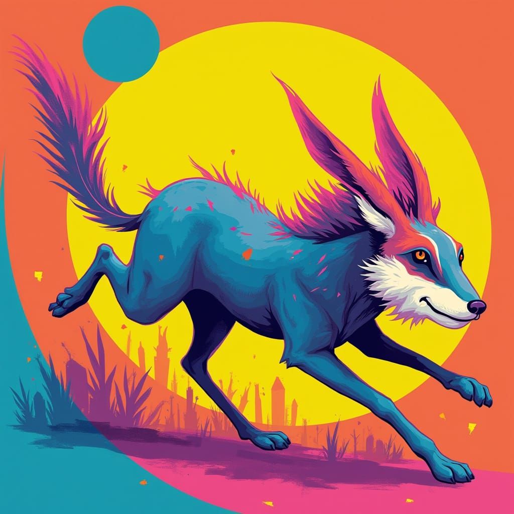 Vibrant Wild Animal in Graphic Pop Art Style