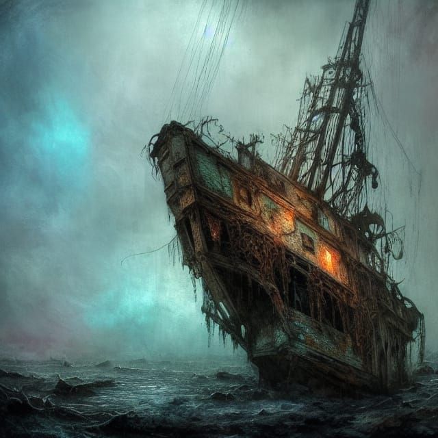 Decaying Ghost Ship with Fractal Iridescence