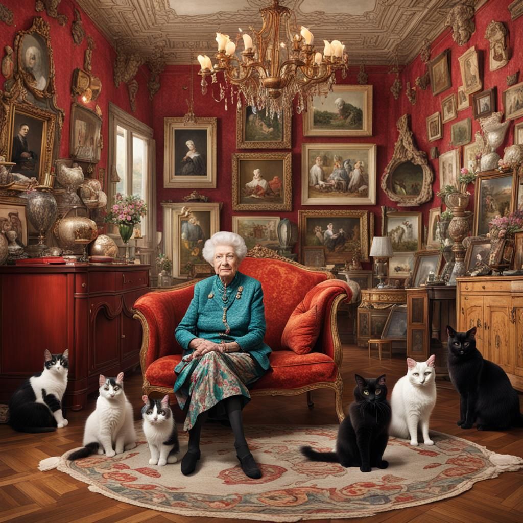 Hyperrealistic Image of Stylish Woman in Extravagant Home