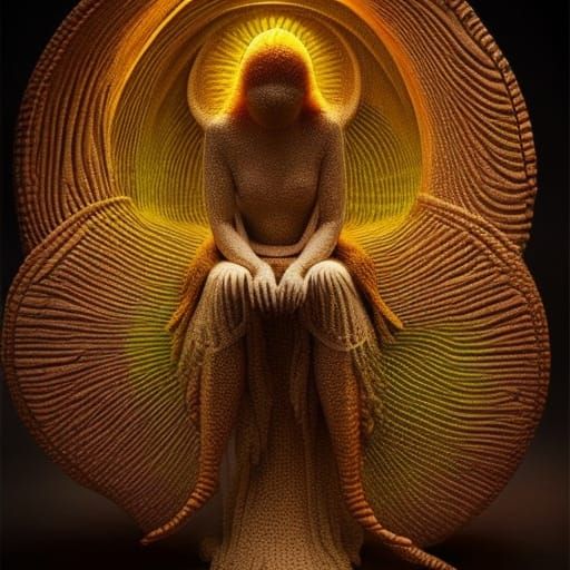 Celestial Woman in Surreal Sun and Moon Fairytale