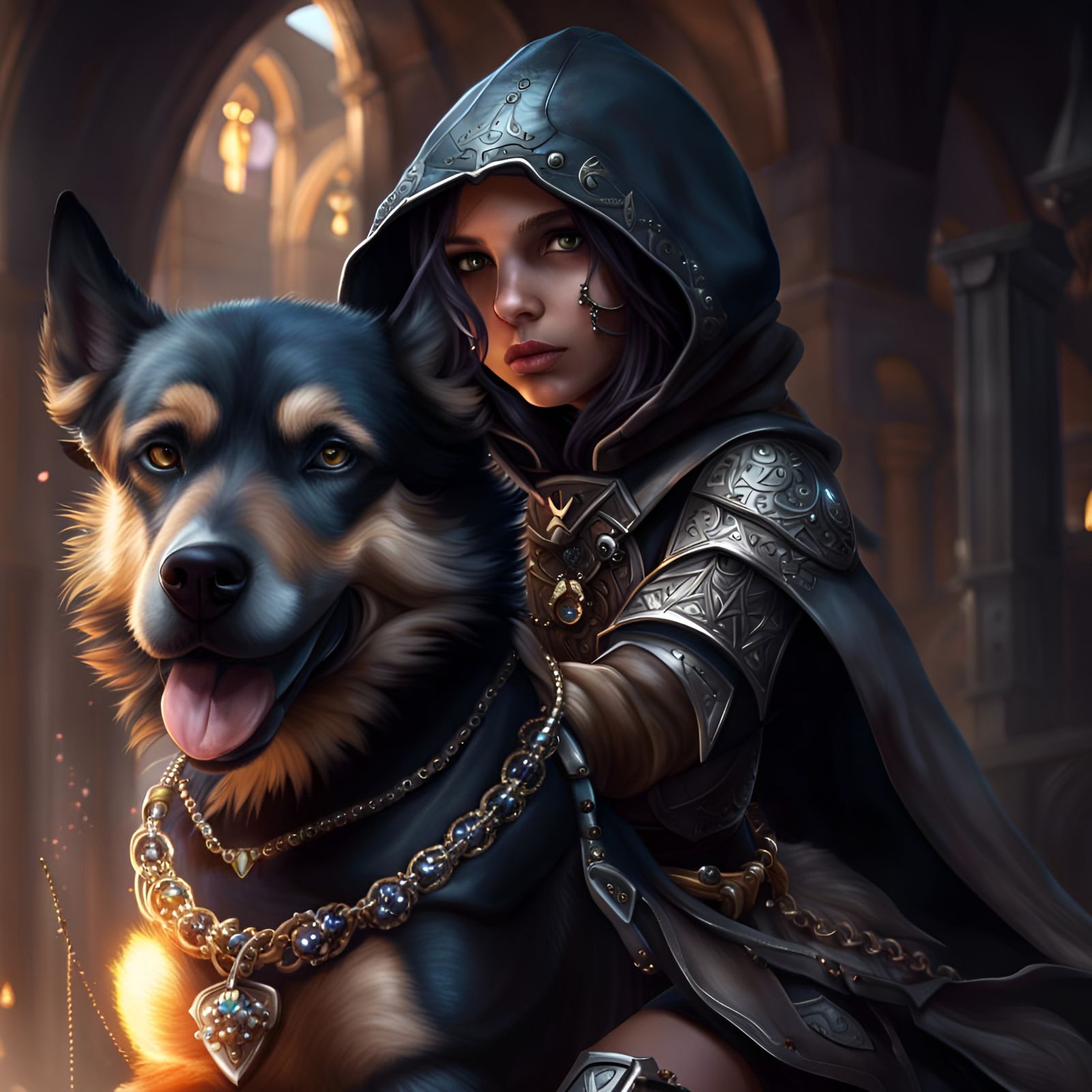 Halfling Thief on War Dog in Hyperrealistic Style