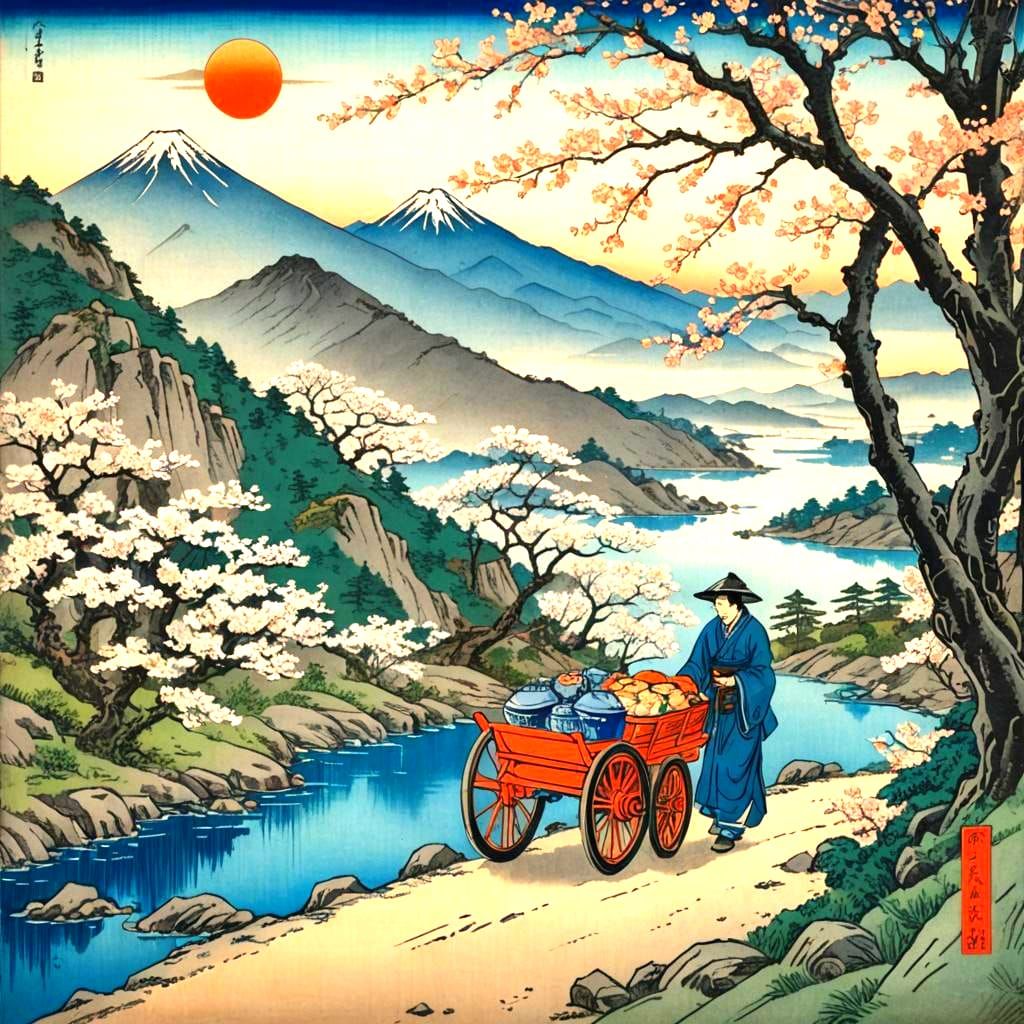 Ukiyo-e Woodblock Print of Japanese Peasant