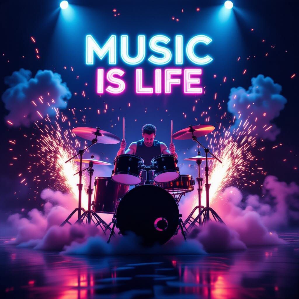 Exploding Futuristic Drums on Cyber Stage