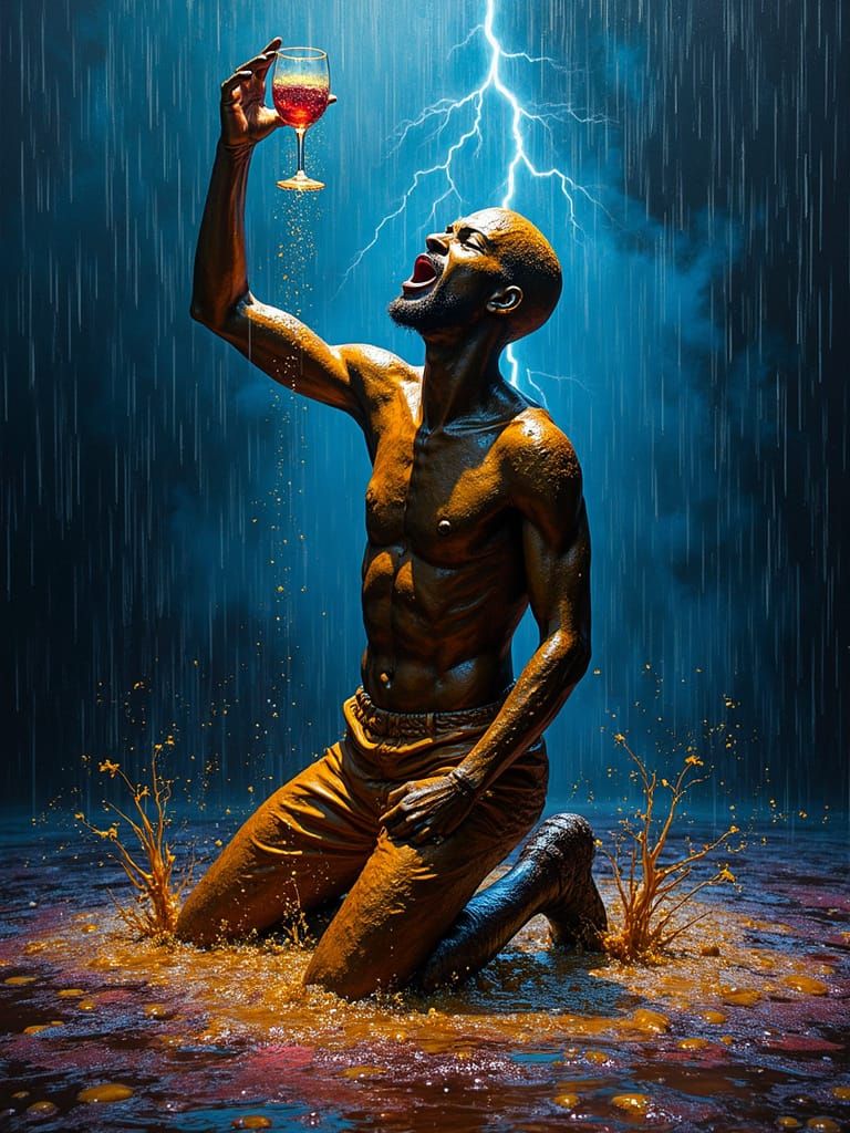 Figure Collapses in Stormy Night, Bronze Cast