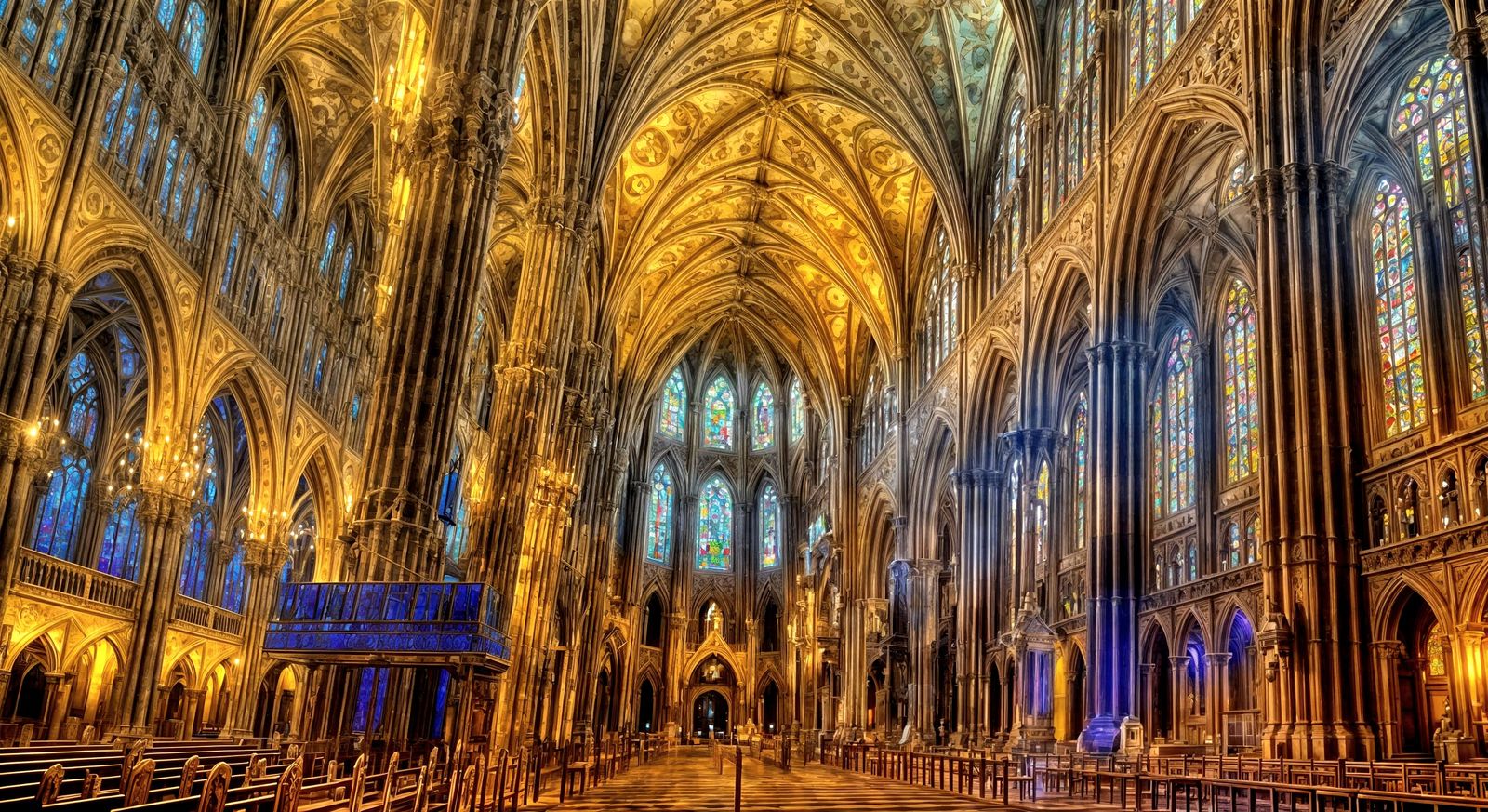 Stained Glass Cathedral Nave Art