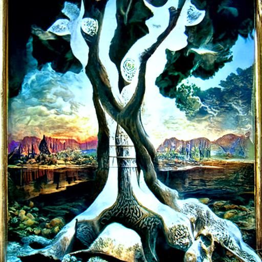 Colorful Tree of Life Pencil Drawing