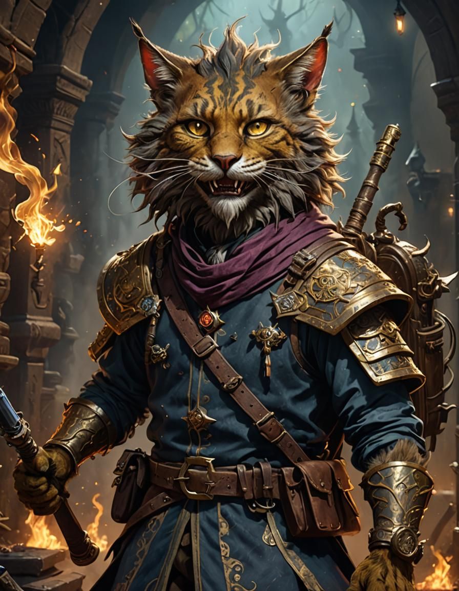 Tabaxi Wizard Portrait in Dark Fantasy Style