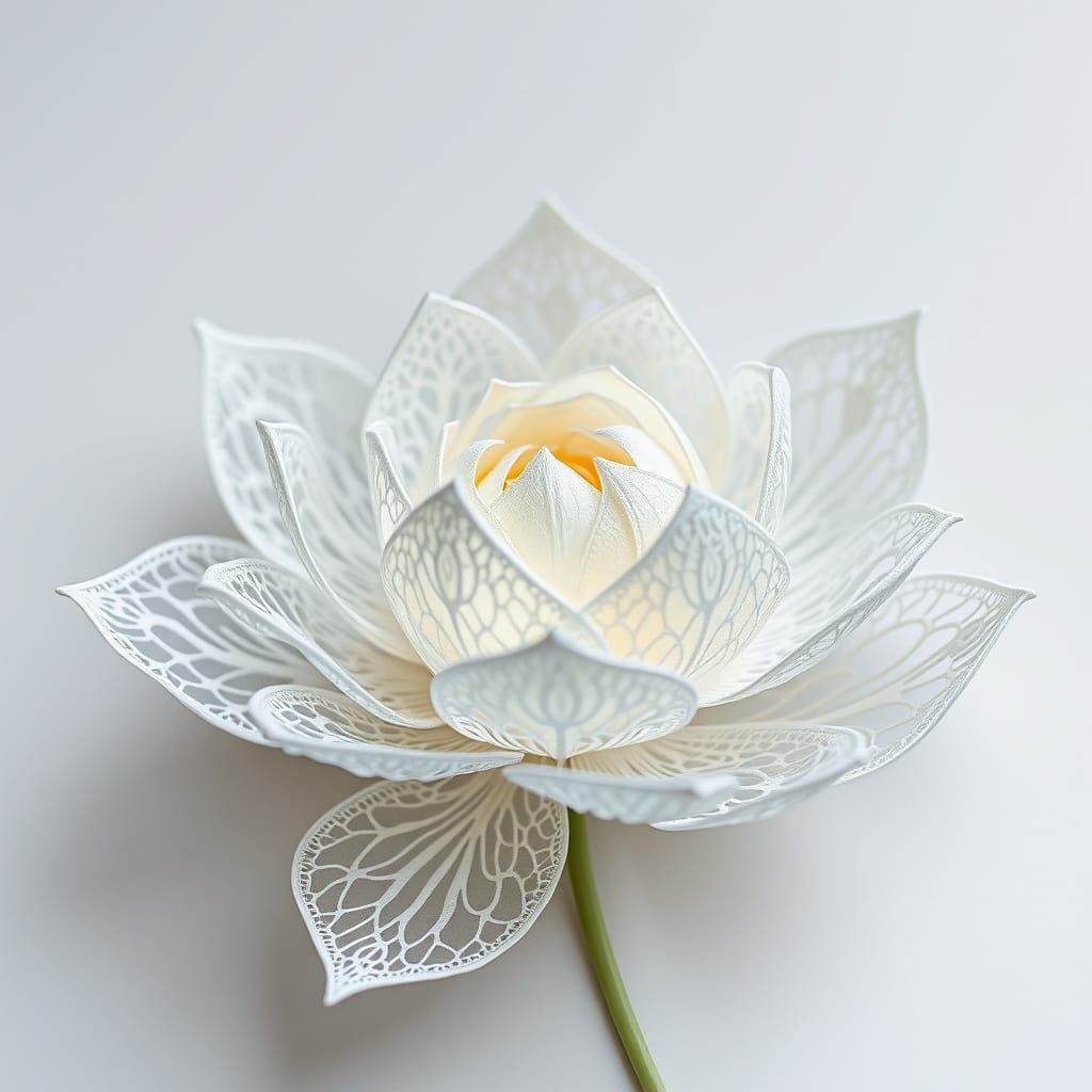Ethereal White Lotus Blossom in Intricate Lace