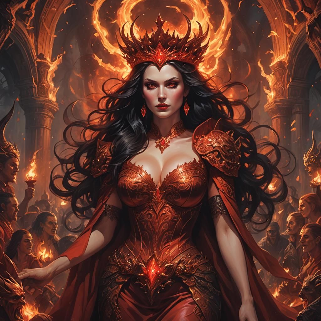 Vampire Queen of the Inferno in Digital Matte Painting