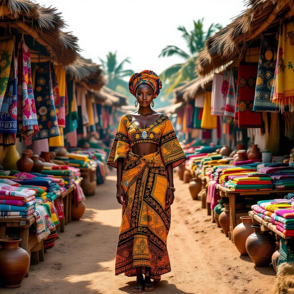 Elegant Yoruba Maiden in Sunny African Market