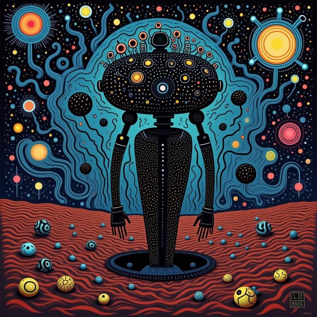 Gothic Sci-Fi Robot in the Vibrant Milky Way Galaxy