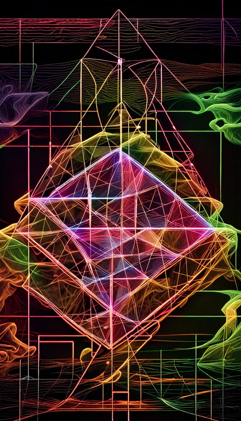 Geometric Quantum Art with 3D Neon Effects