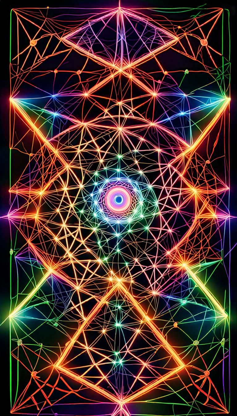 Sacred Geometry with Quantum Mechanics in Neon 3D
