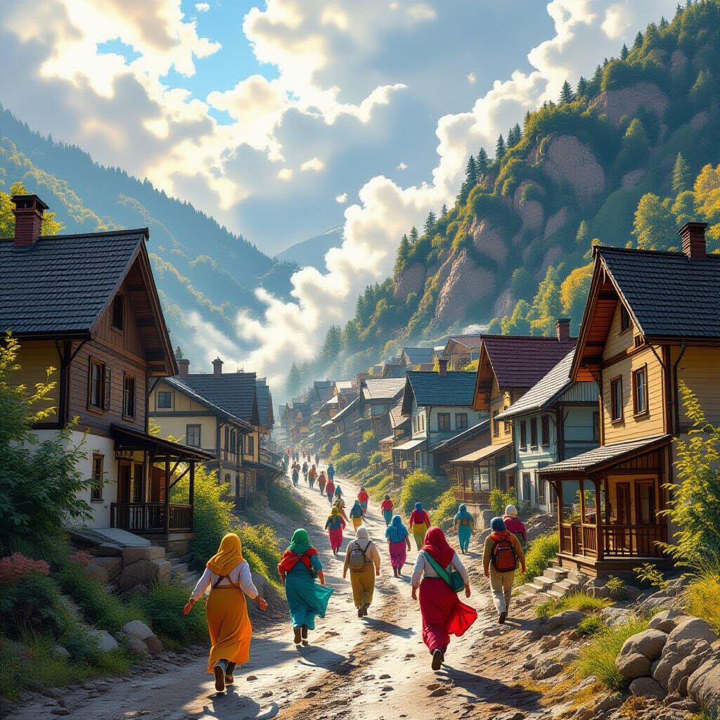 Landslide Devastates Village in Dramatic Digital Art