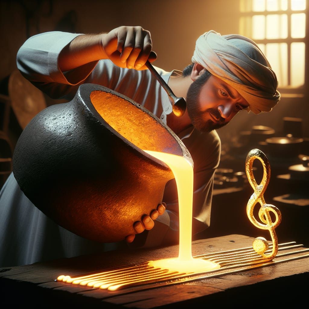 Blacksmith Creates Golden Musical Note