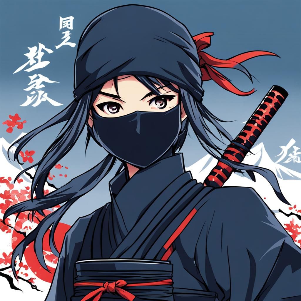 Anime Style Ninja Girl Illustration