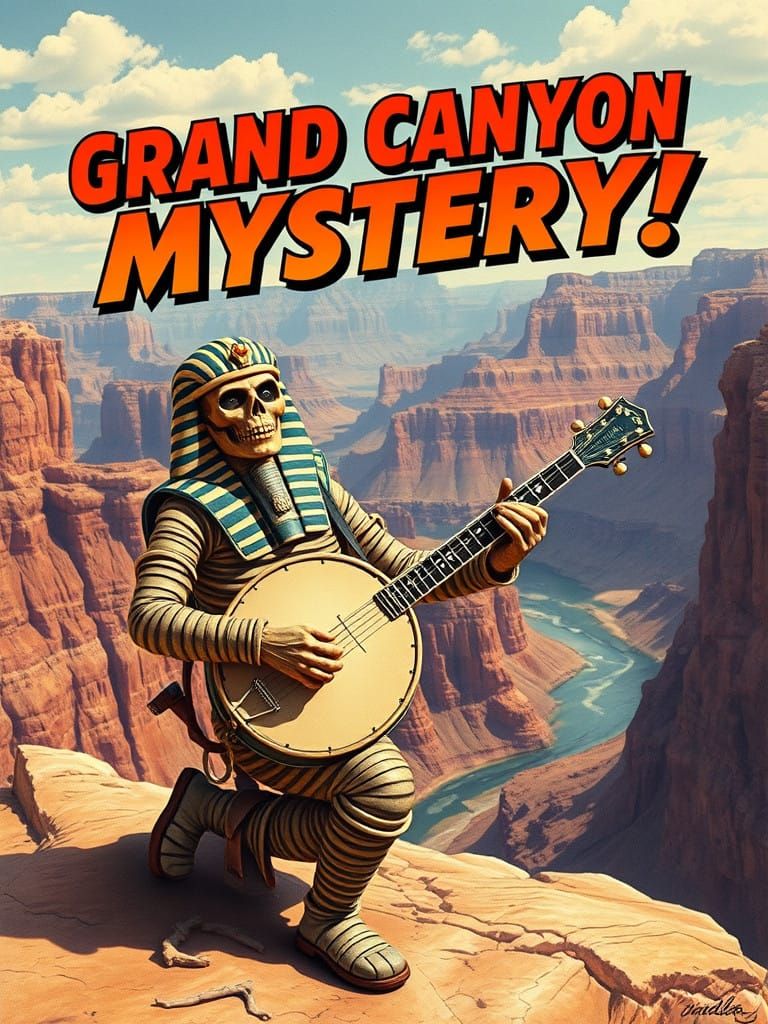 Grand Canyon Mystery! Pulp Fiction Art