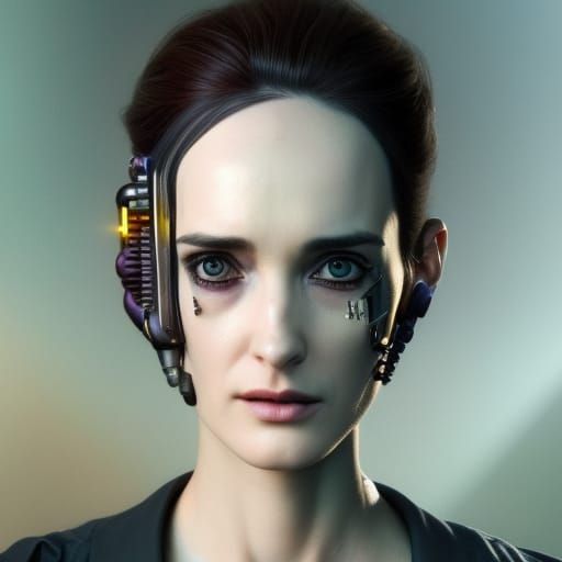 Cyberpunk Winona Ryder Portrait in Art Nouveau Style