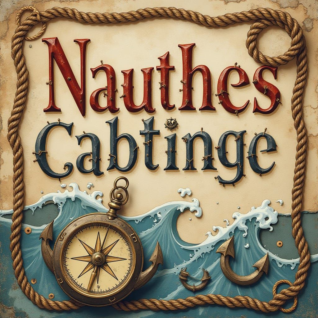 Nautical Font Design with Vintage Compass