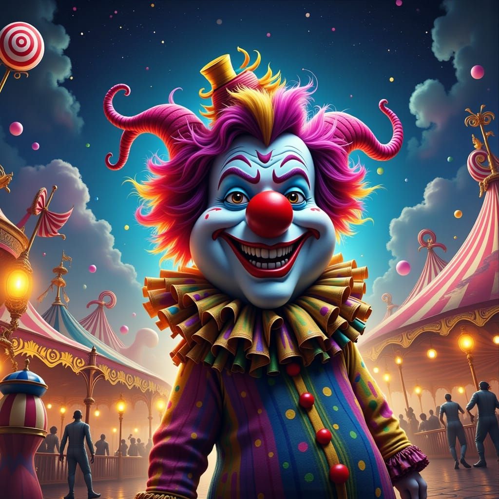 Clown at Magical Carnival in Whimsical Style