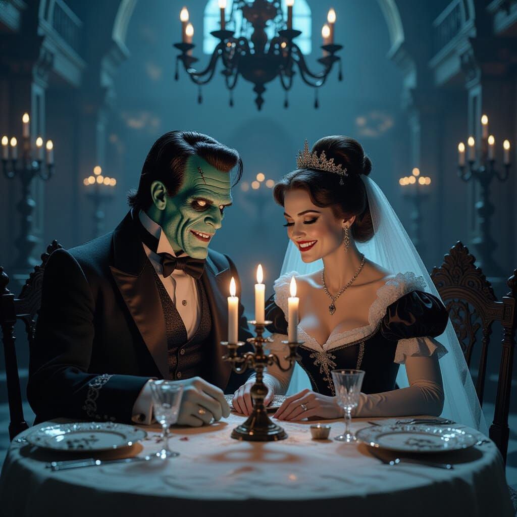 Frankenstein and Bride's Romantic Gothic Dinner