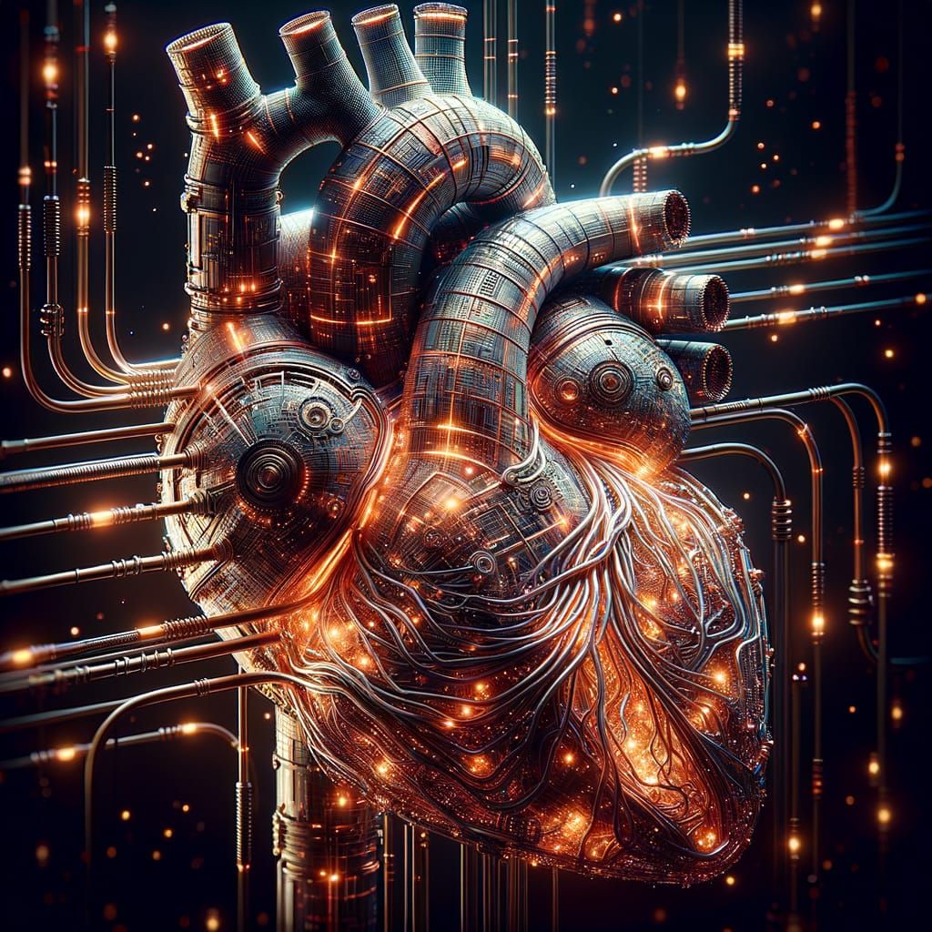 Cyberpunk Heart: Woven Wires and Neon Lights