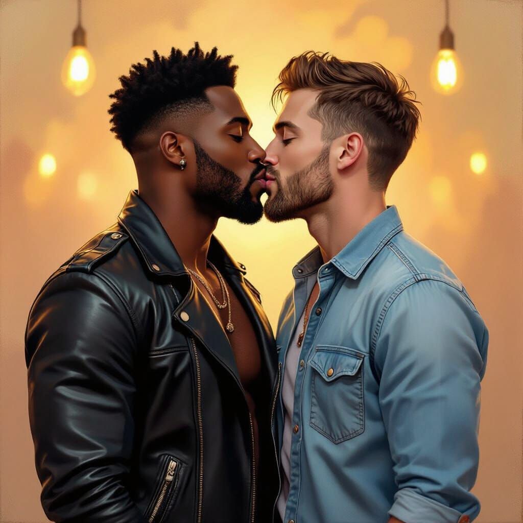 Passionate Embrace in Romantic Realism Style