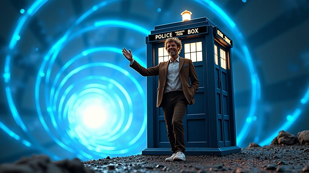 Tardis in Electric Blue Space-Time Vortex