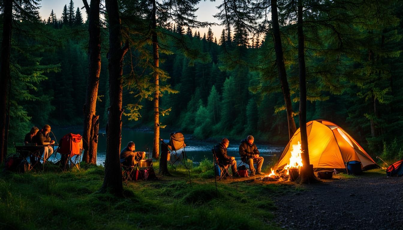 Riverside Camping at Twilight