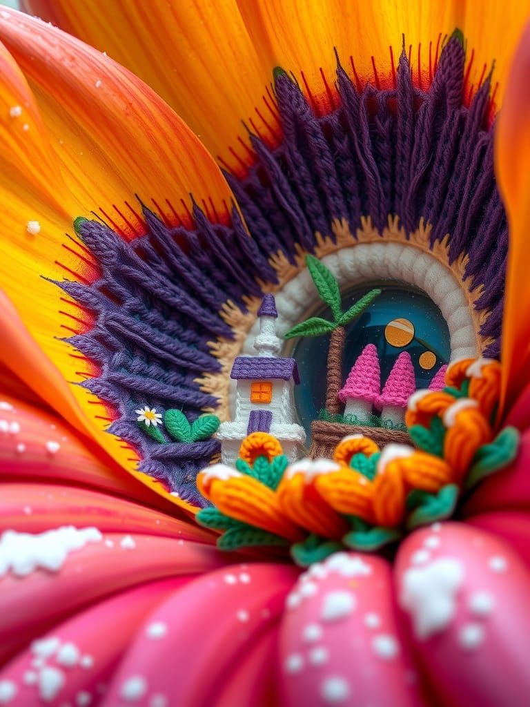 Klimt Crochet City in Giant Flower Petals