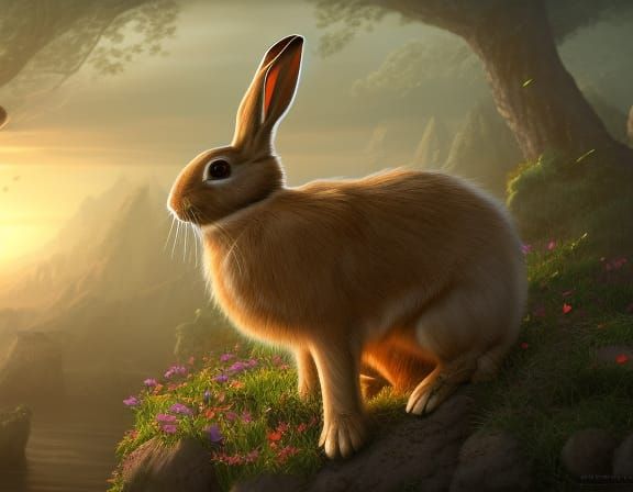 Fantastical Rabbit in Detailed Matte Painting
