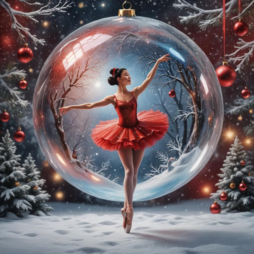 Ballerina in Christmas Ball: Cosmic Illustration