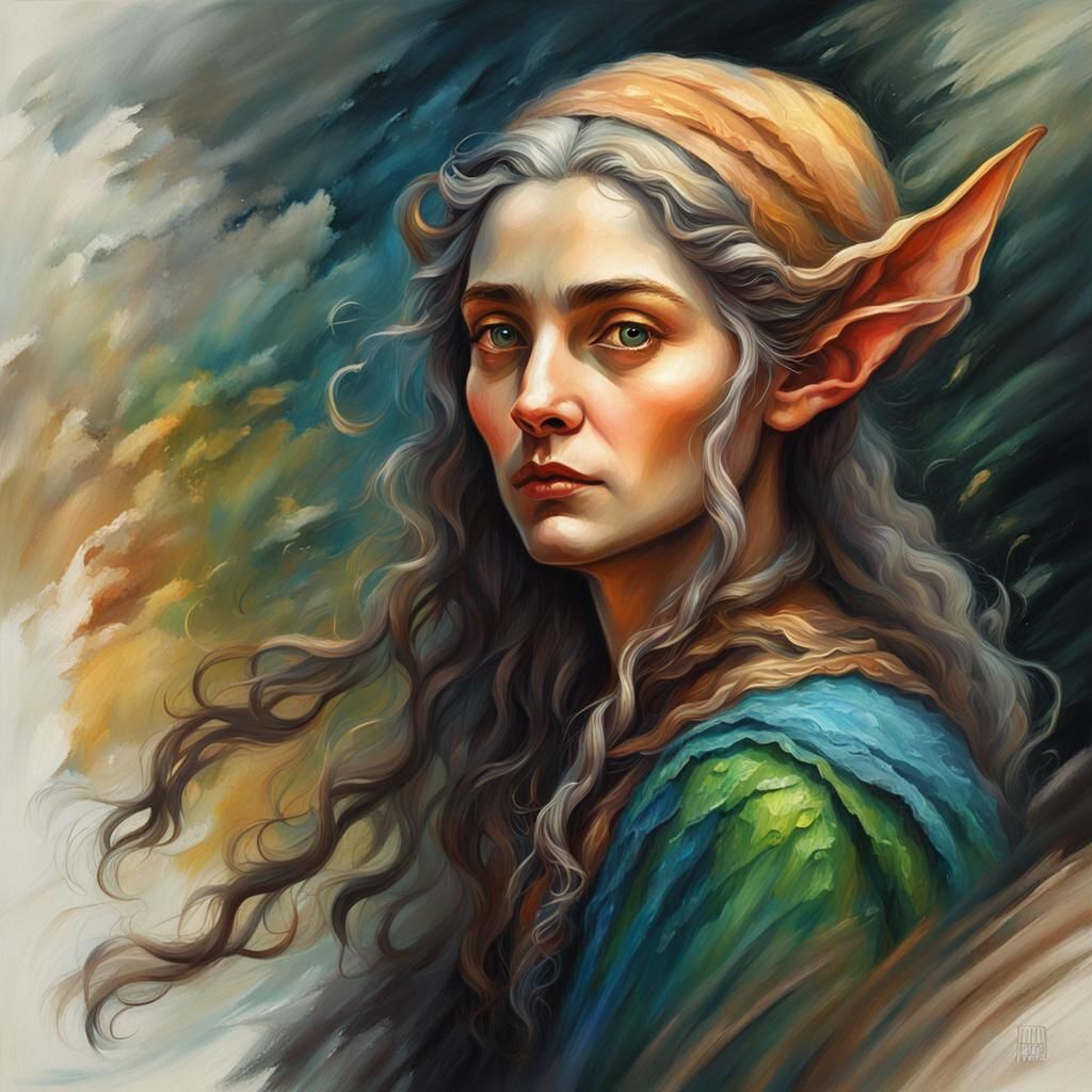 Renaissance Elf Witch Oil Painting