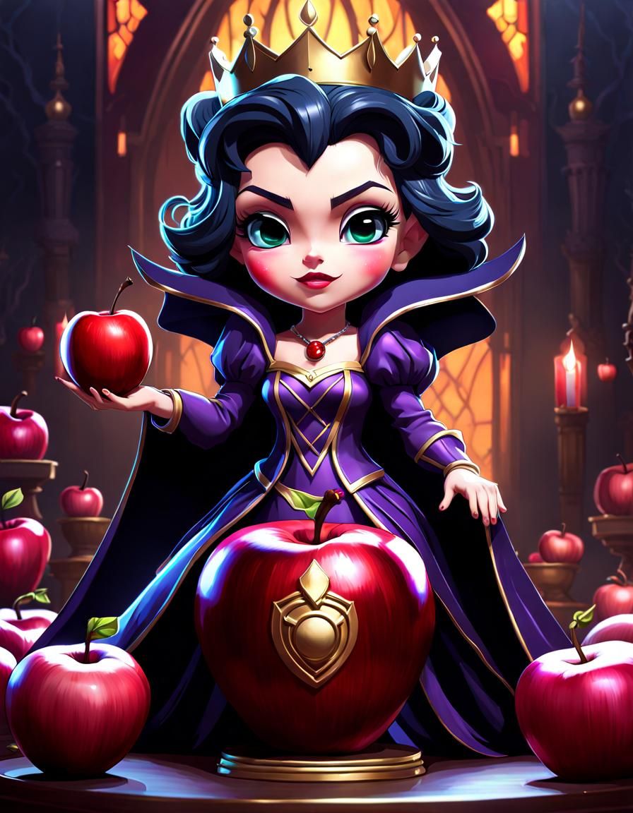 Chibi Wicked Queen with Poisoned Apple, Detailed Portrait