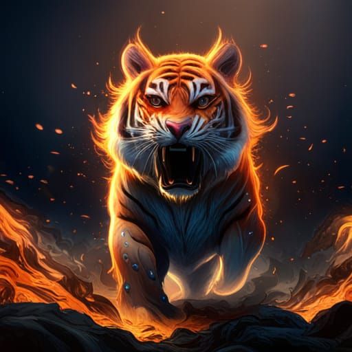 Fiery Tiger Matte Painting in Unreal Engine 5
