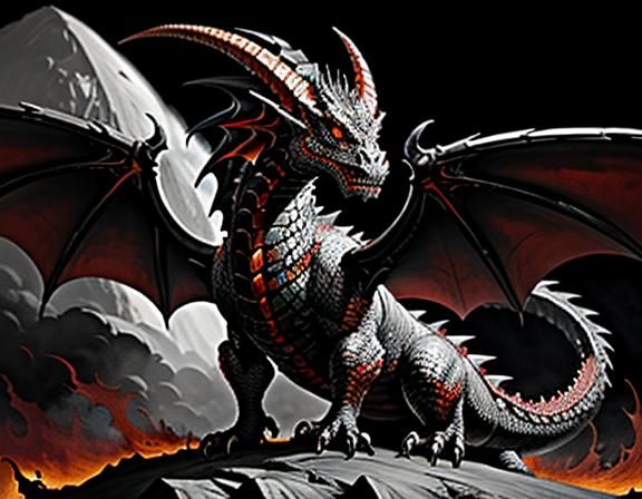 Fiery Dragon in Dynamic Fantasy Art Style