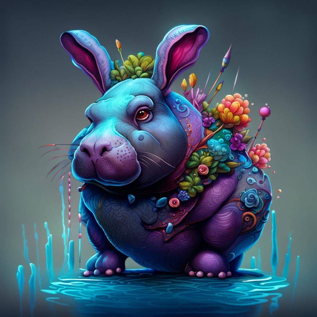 Hippo Rabbit Hybrid Digital Masterpiece